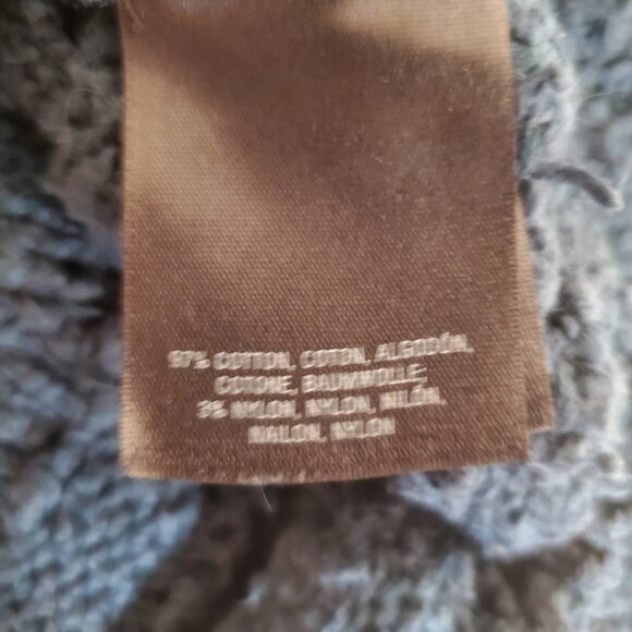 Moth Anthropologie Boho Open Knit Sweater High Low Crochet Scoop Neck Navy Sz XS - Picture 5 of 5